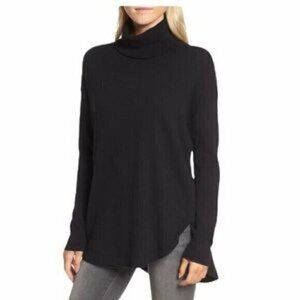 Chelsea28 Black Cashmere Blend Long Sleeve Tunic Sweater Women's size XXS NEW